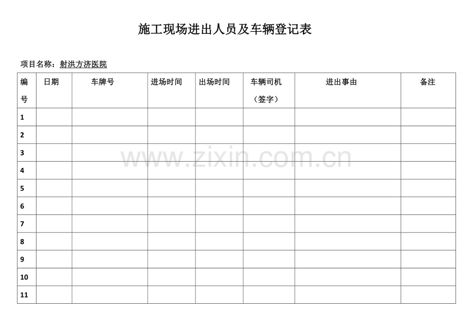 施工现场进出人员及车辆登记表.doc_第1页