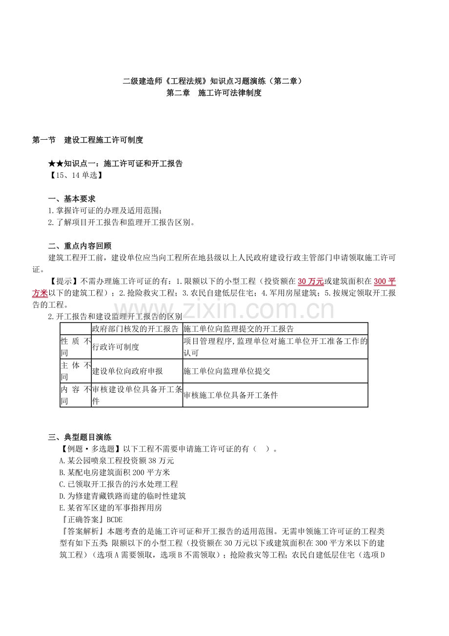 二级建造师工程法规知识点习题演练二.doc_第1页