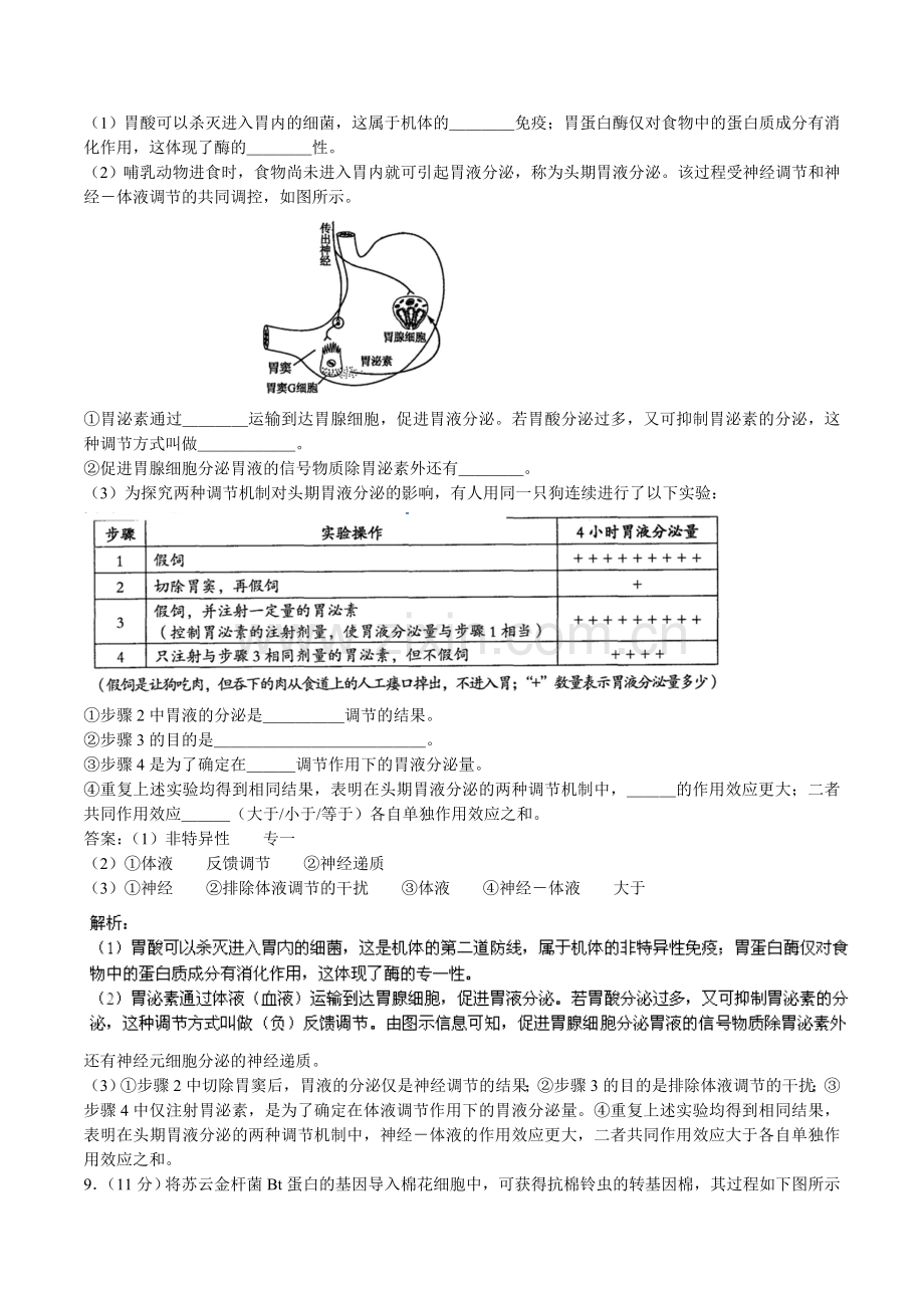 高考试题生物四川卷解析版.doc_第3页