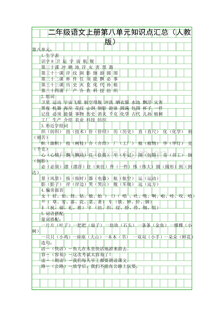 二年级语文上册第八单元知识点汇总(人教版).docx_第1页