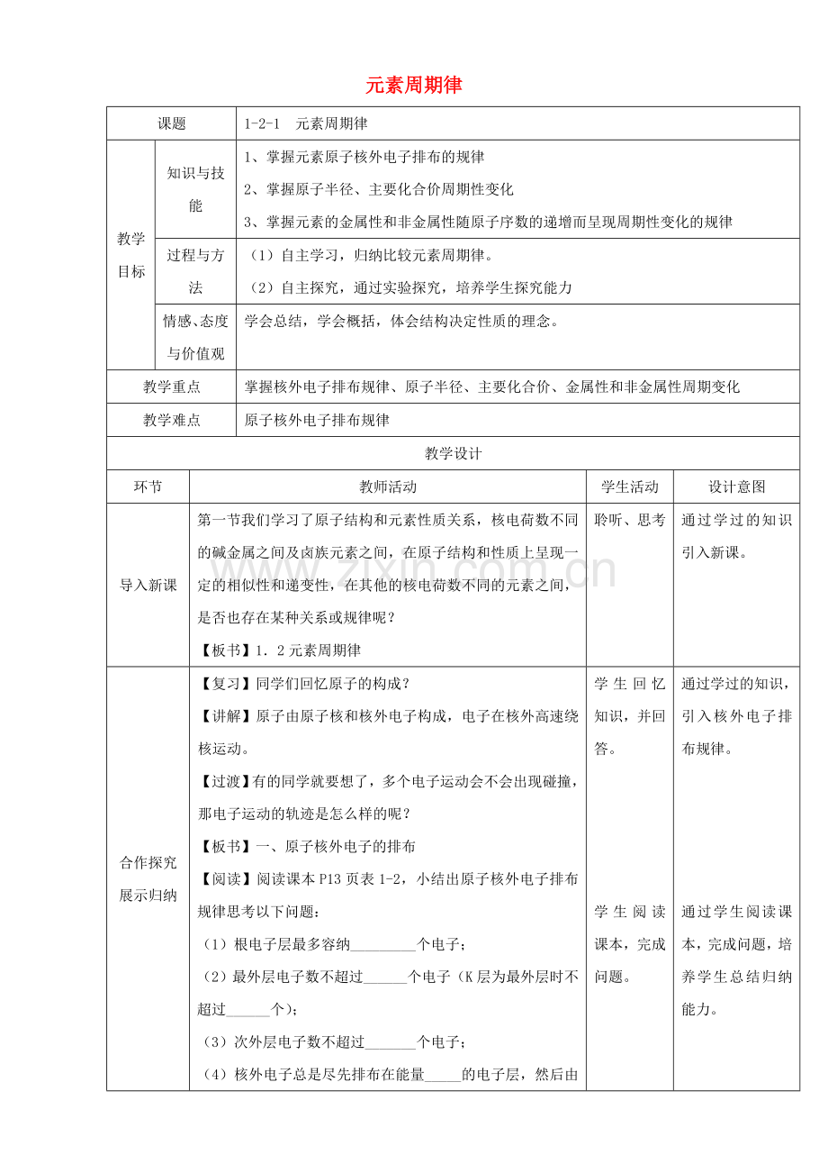 高一化学-121-元素周期律教学设计.doc_第1页