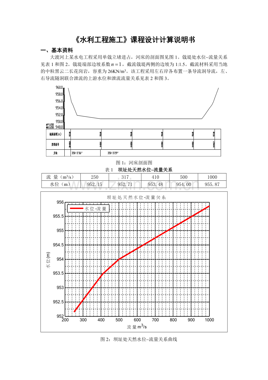 水利水电工程施工课程设计.doc_第1页