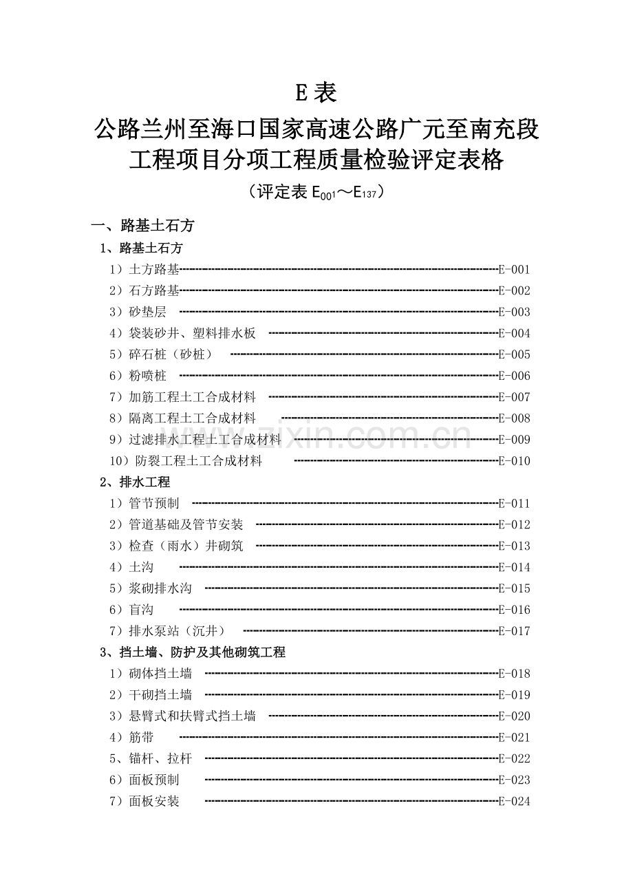 E表分项工程质量检验评定表格.doc_第1页