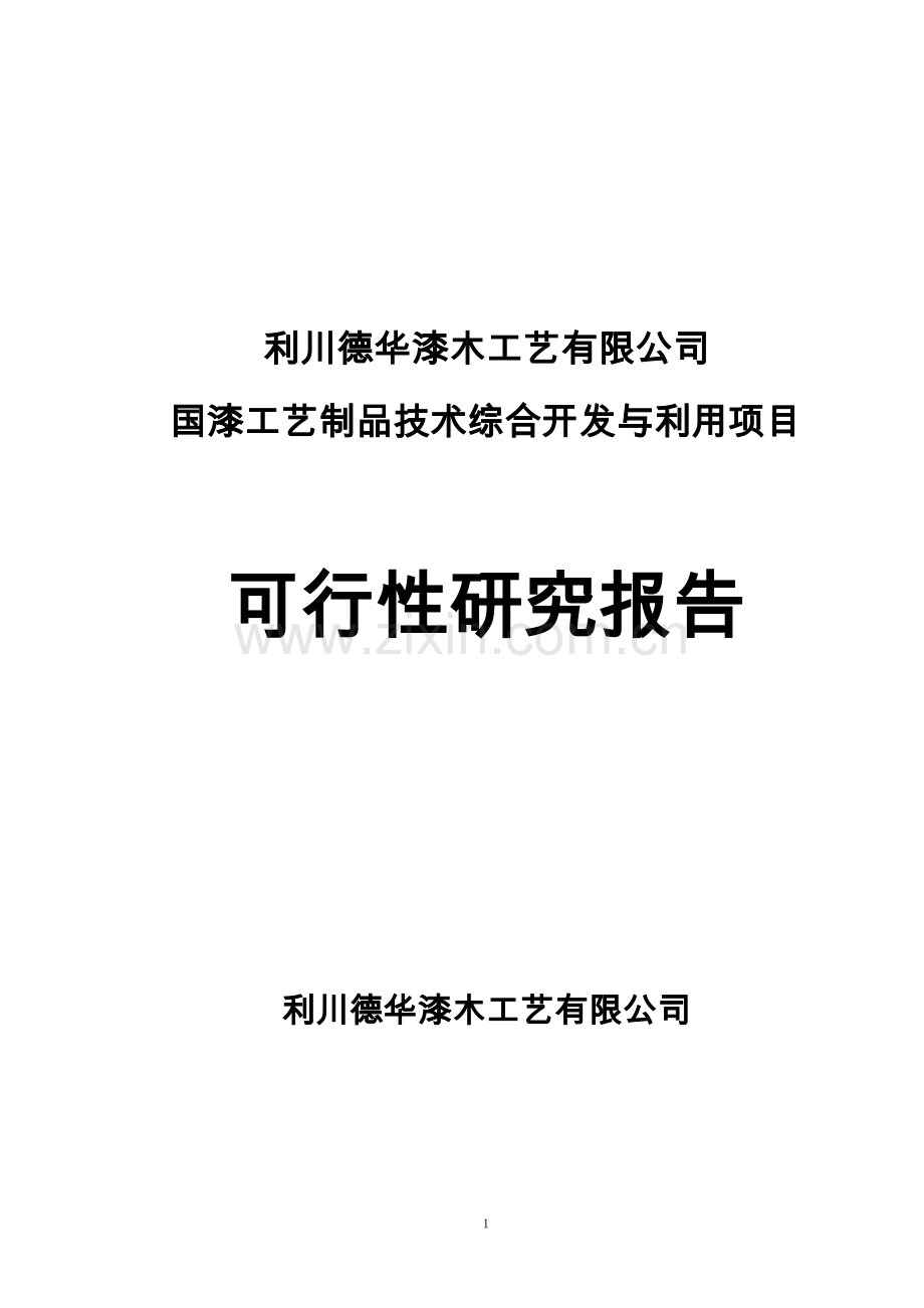 国漆工艺制品技术综合开发与利用项目可行性研究报告.doc_第1页