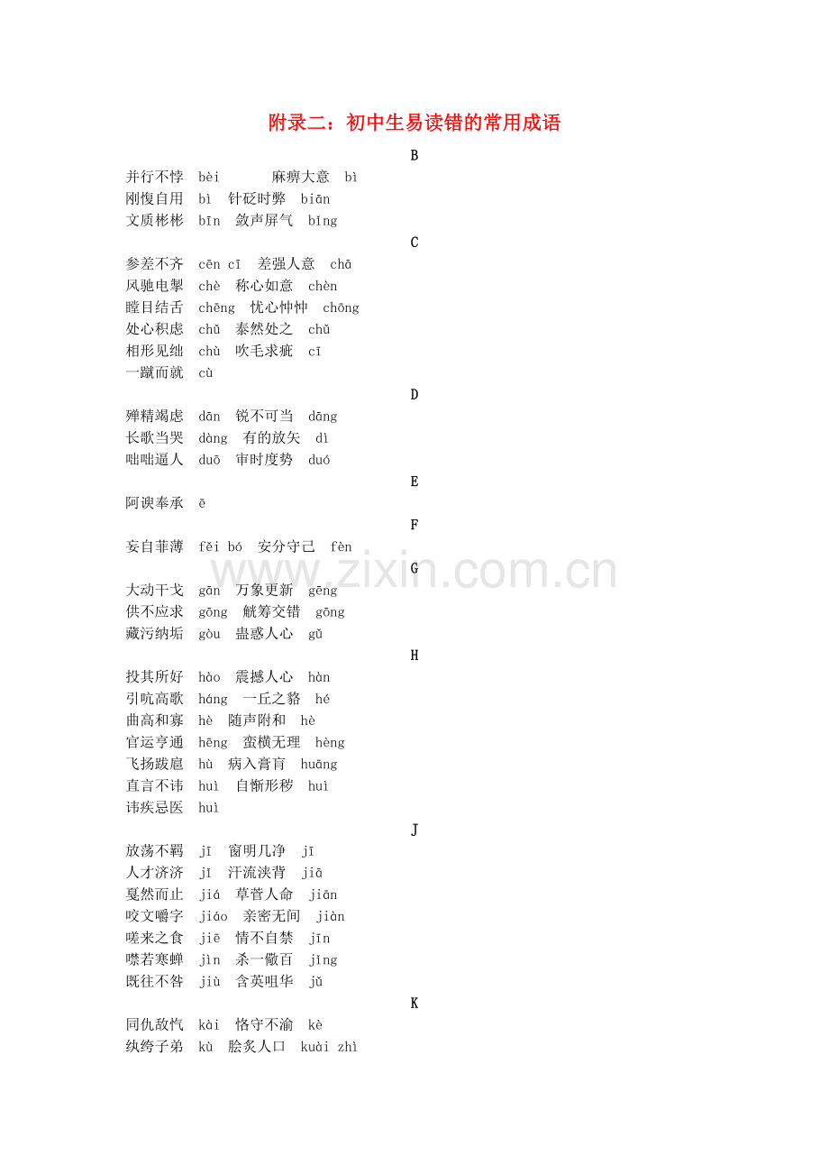 初中生易读错的常用成语.doc_第1页