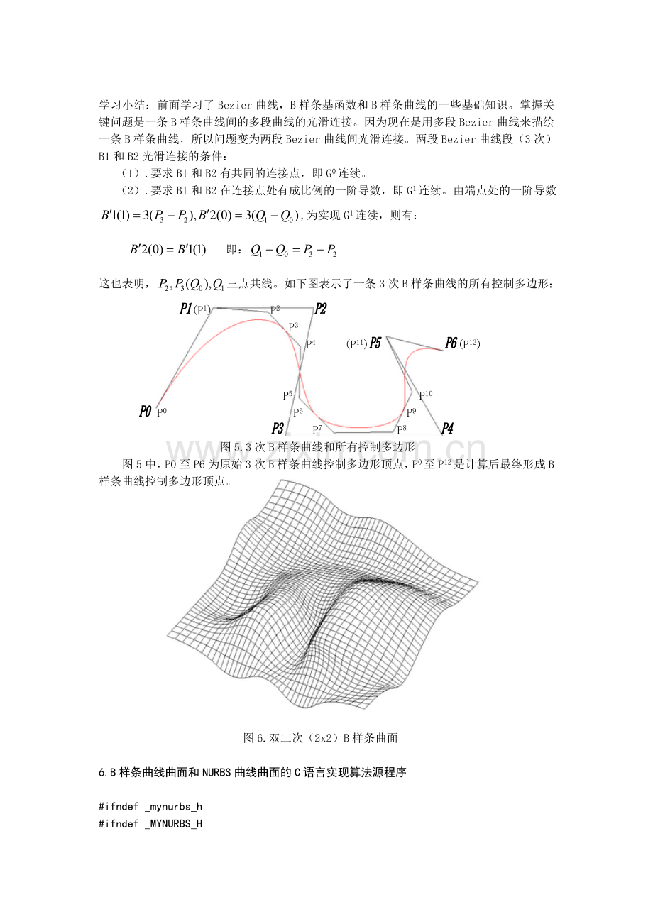 B样条曲线曲面和NURBS曲线曲面C语言算法源程序.doc_第1页