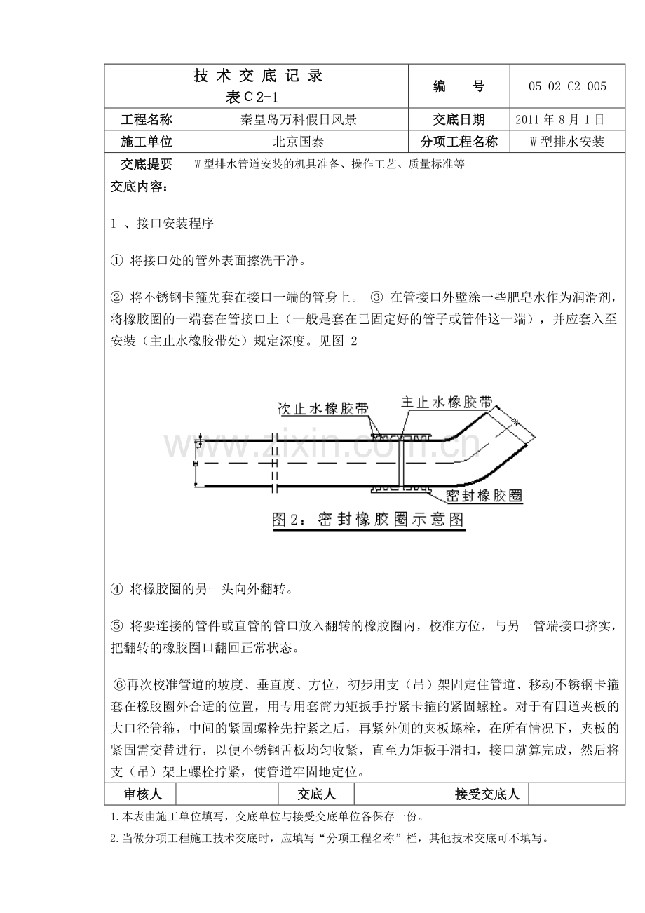 W型铸铁排水管安装技术交底记录.doc_第2页