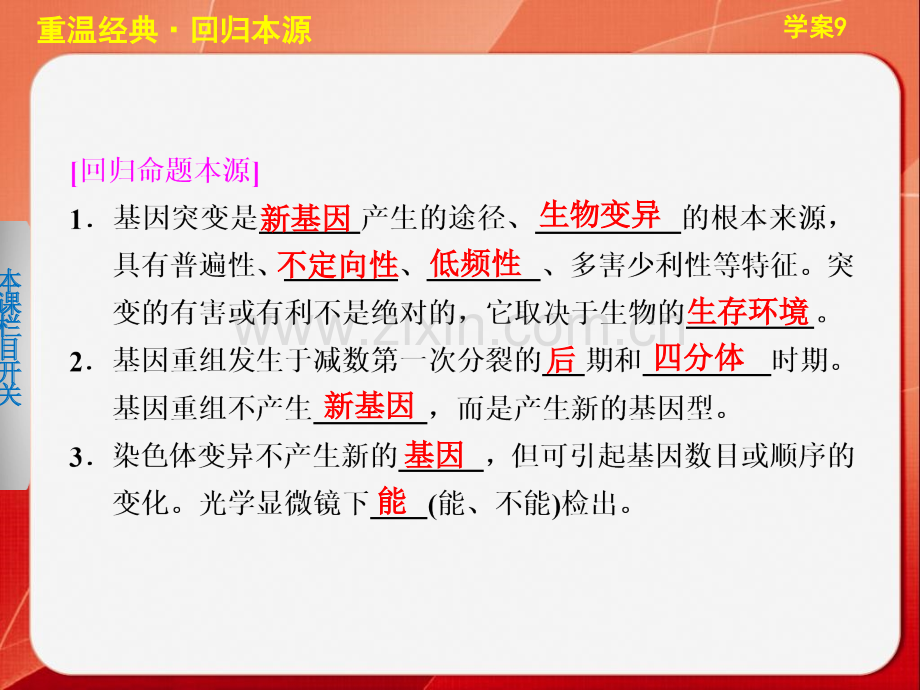 高三生物考前三个月二轮专题学案9生物变异和进化.pptx_第3页