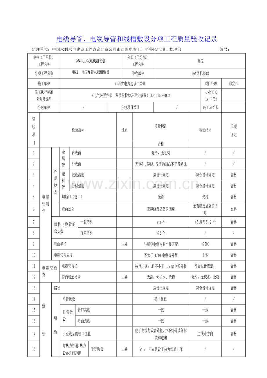 26安装分项工程质量检验评定表.doc_第1页