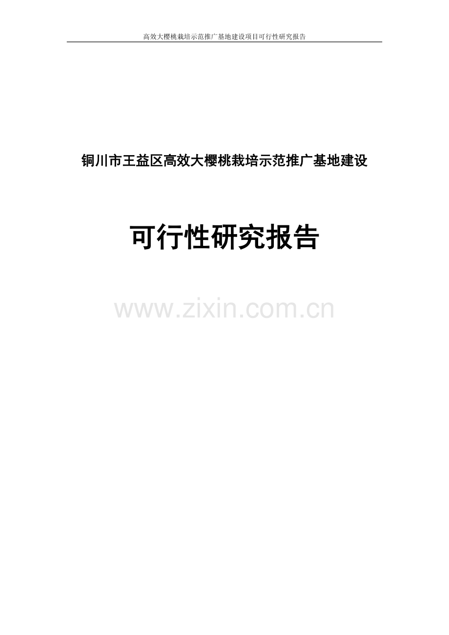 高效大樱桃栽培示范推广基地建设项目可行性研究报告.doc_第1页