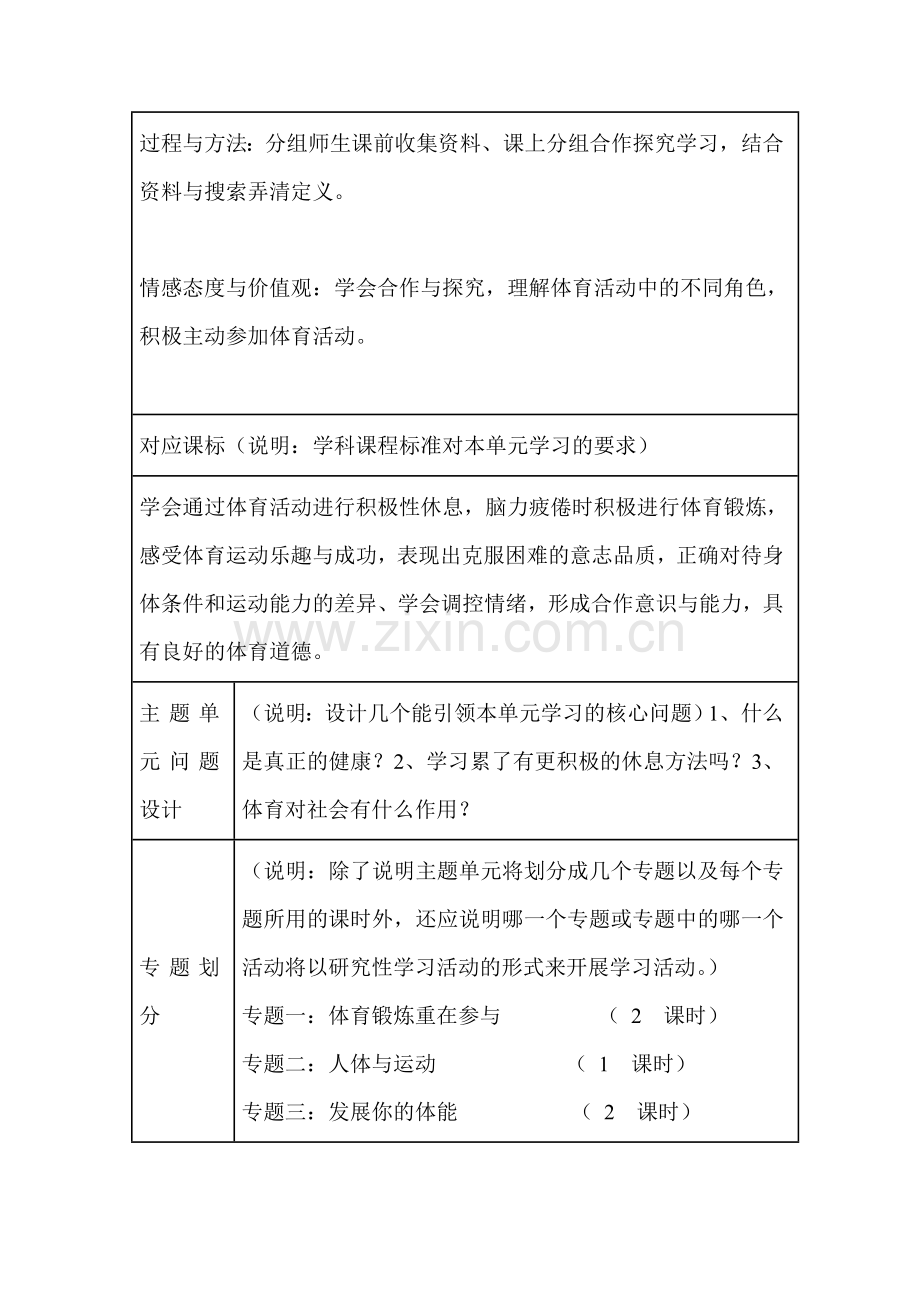 初中体育体育与健康基础知识单元教学设计以及思维导图.doc_第3页