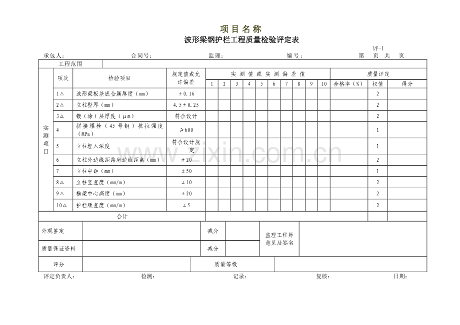 交通安全设施工程质量检验评定表.doc_第1页