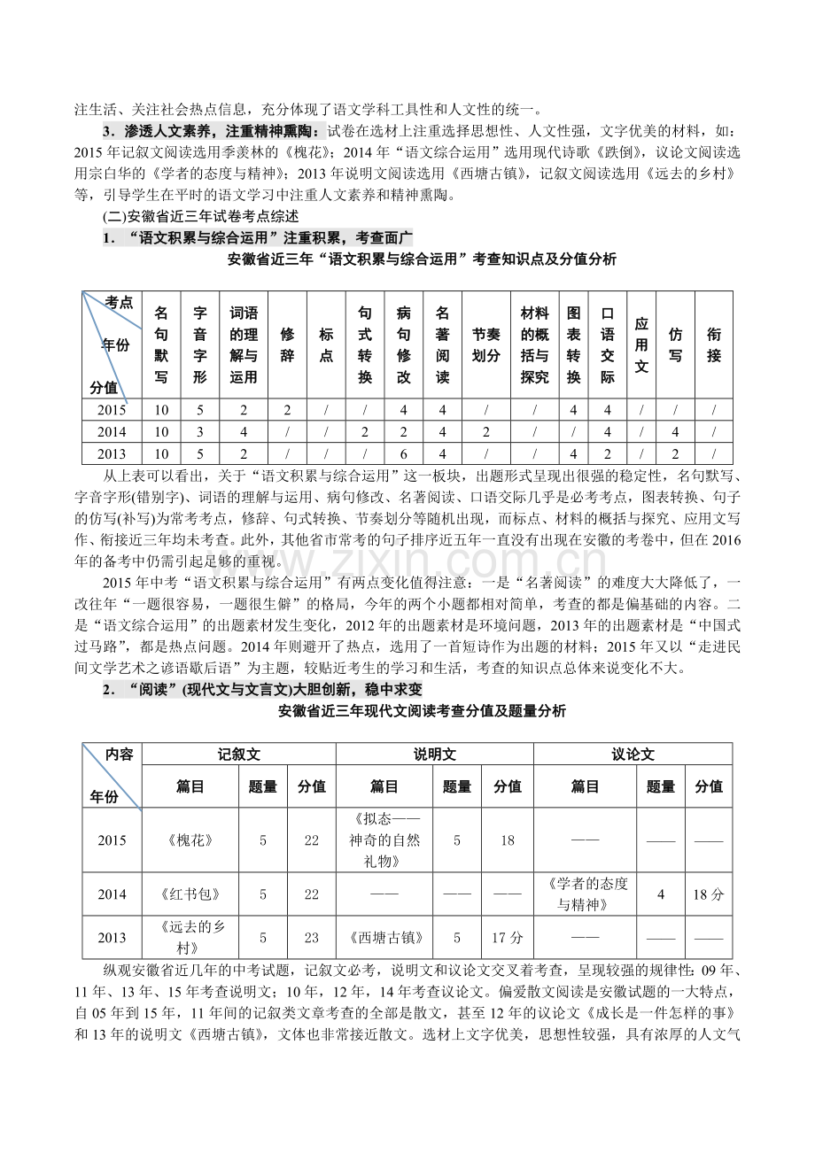 安徽省近三年中考语文试题分析与中考备战策略.doc_第2页