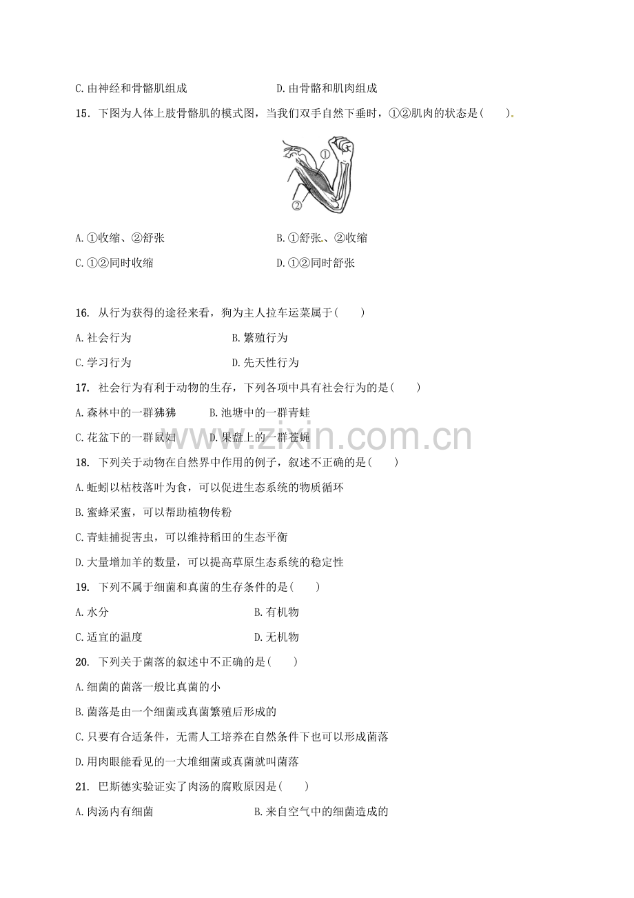 八年级生物上学期期中试题无答案-新人教版4.doc_第3页