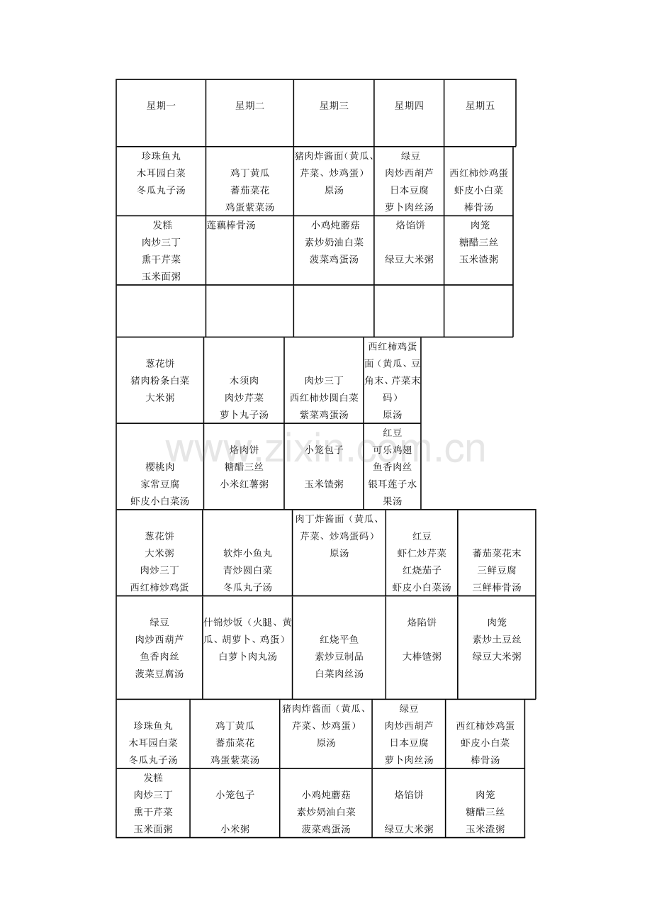 幼儿园一周食谱大全.doc_第1页