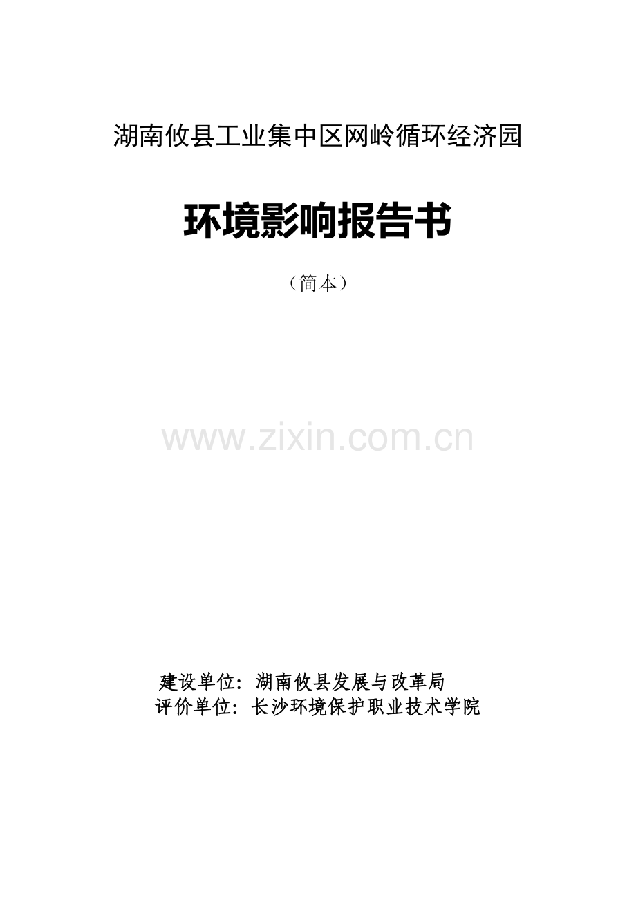 攸县工业集中区网岭循环经济园立项环境影响评估报告书.doc_第1页