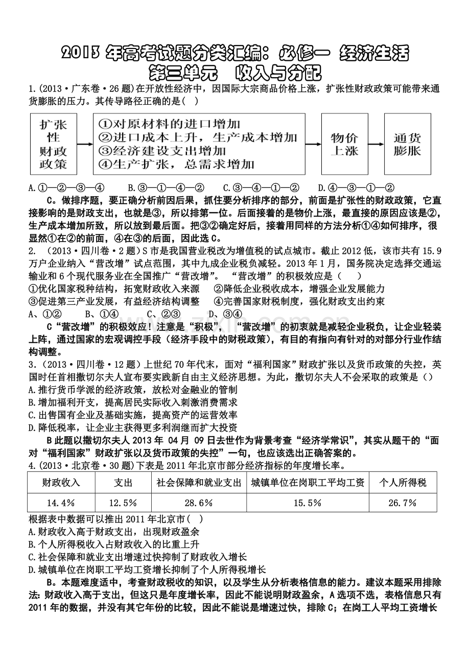 高考试题分类汇编经济生活.doc_第1页