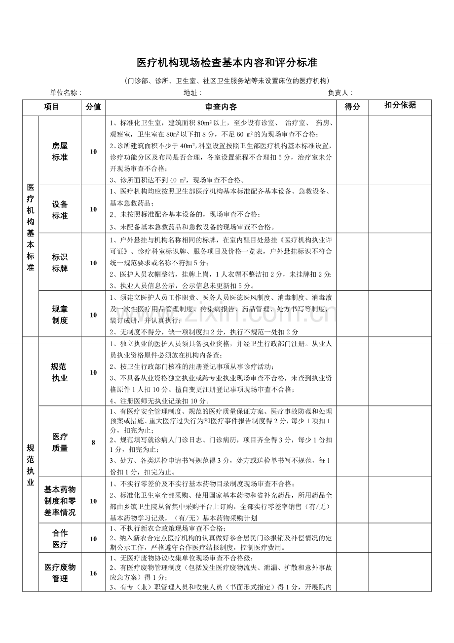 岳西县医疗机构校验现场审查基本内容和评分标准.doc_第3页