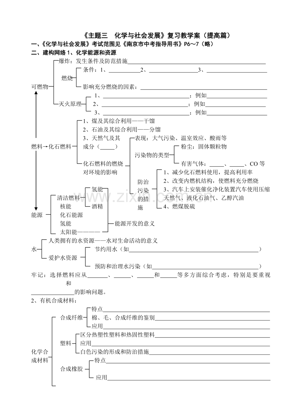 主题三化学与社会发展复习教学案提高篇讲解.doc_第1页