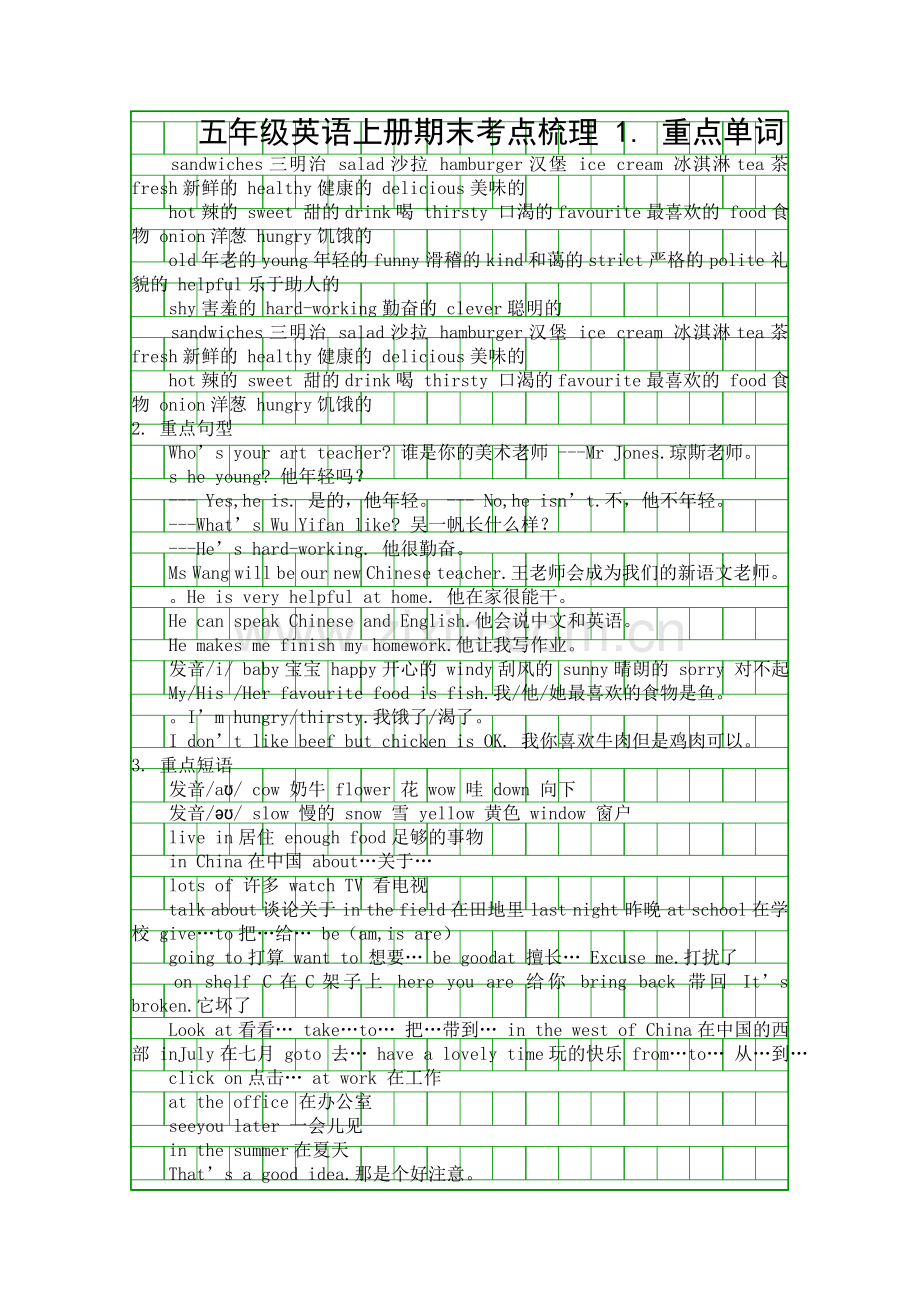 五年级英语上册期末考点梳理.docx_第1页