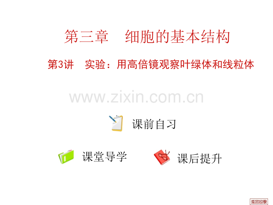 高三生物复习必修1分子与细胞细胞基本结构实验用高倍镜观察叶绿体和线粒体.pptx_第1页