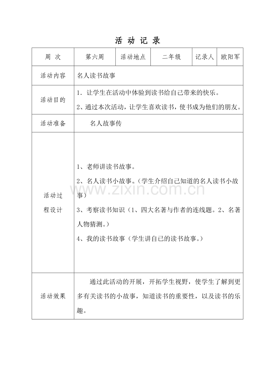 晴川阁小学社团活动记载表.doc_第1页