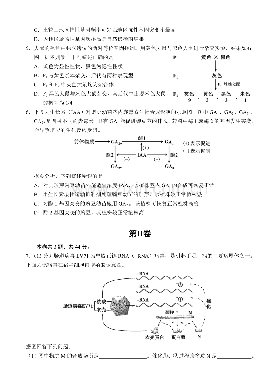 高考理综生物试卷及答案天津卷.doc_第2页