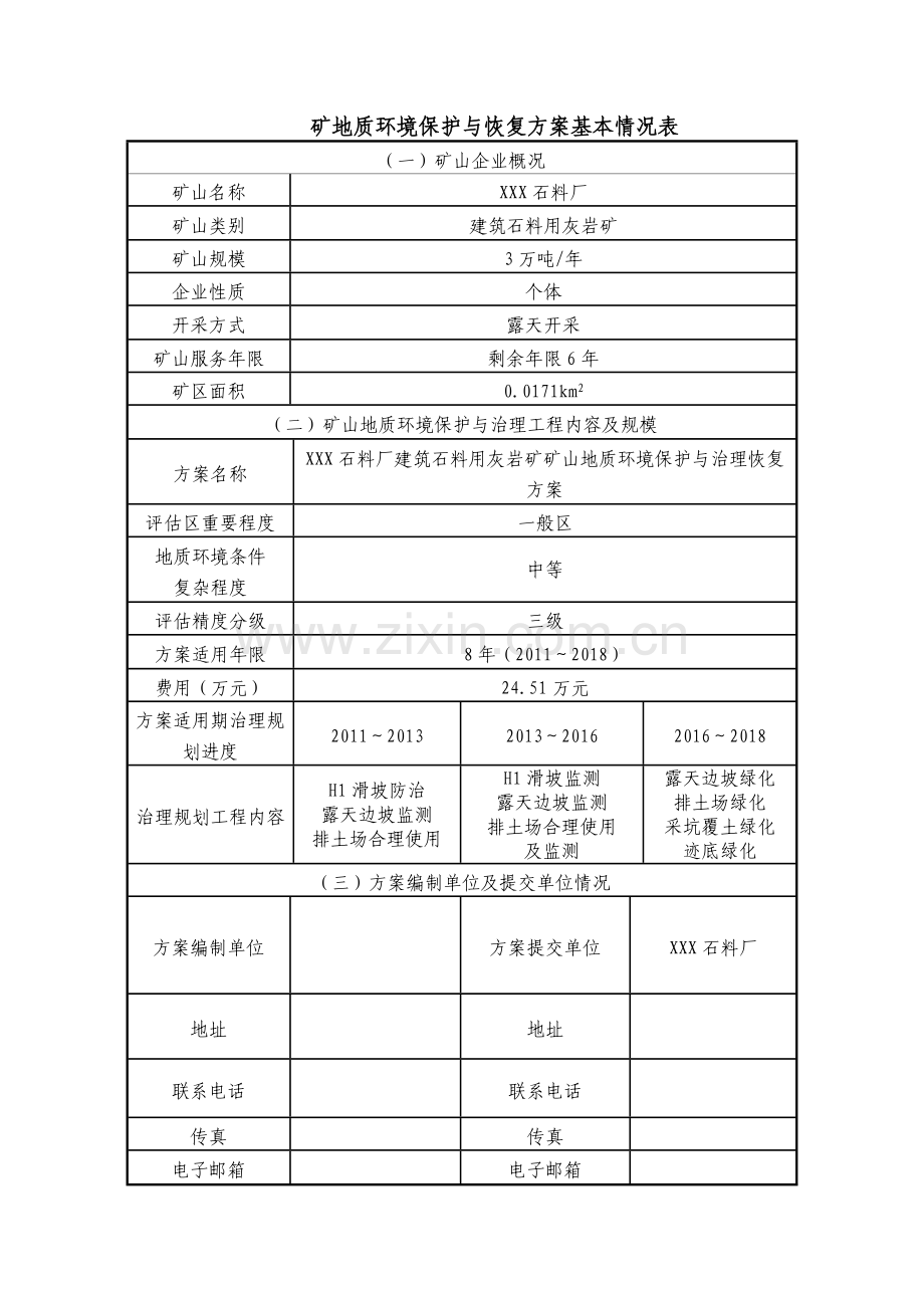 XXX石料场建石料用石灰岩矿山地质环境保护与治理恢复方案.doc_第3页