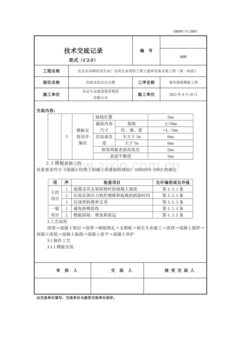 条形基础模板工程技术交底.doc_第2页