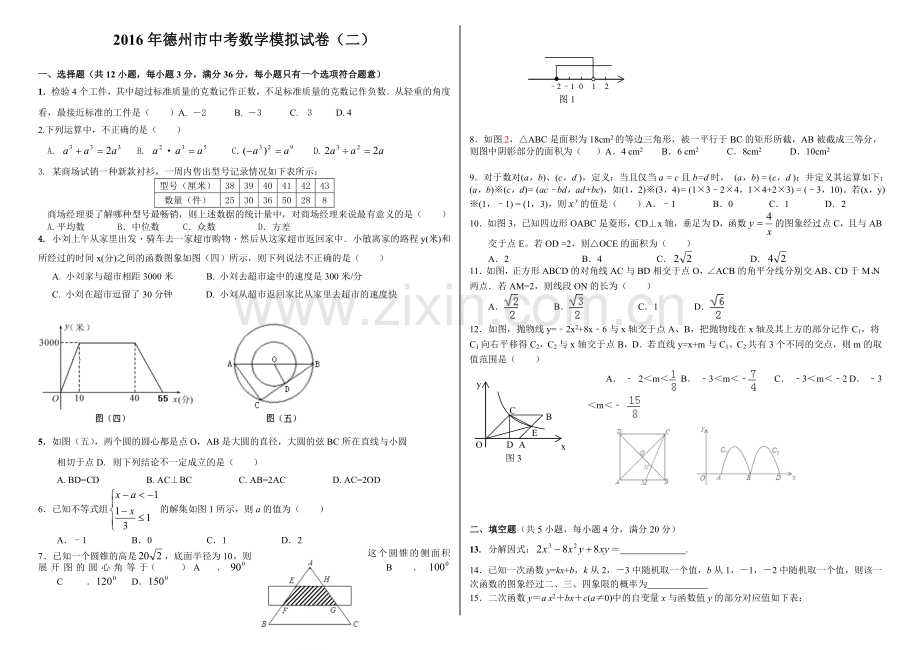 德州市中考数学模拟试卷二.doc_第1页