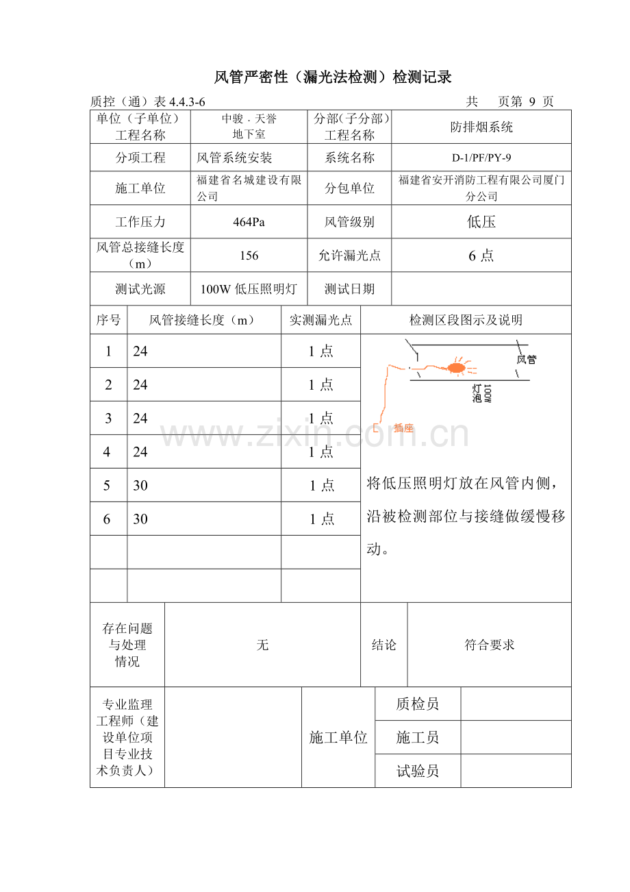 风管严密性漏光法检测检测记录.doc_第3页