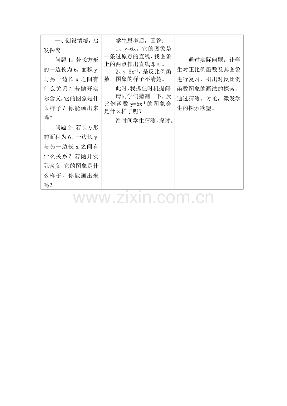 反比例函数的图像和性质教案.doc_第2页