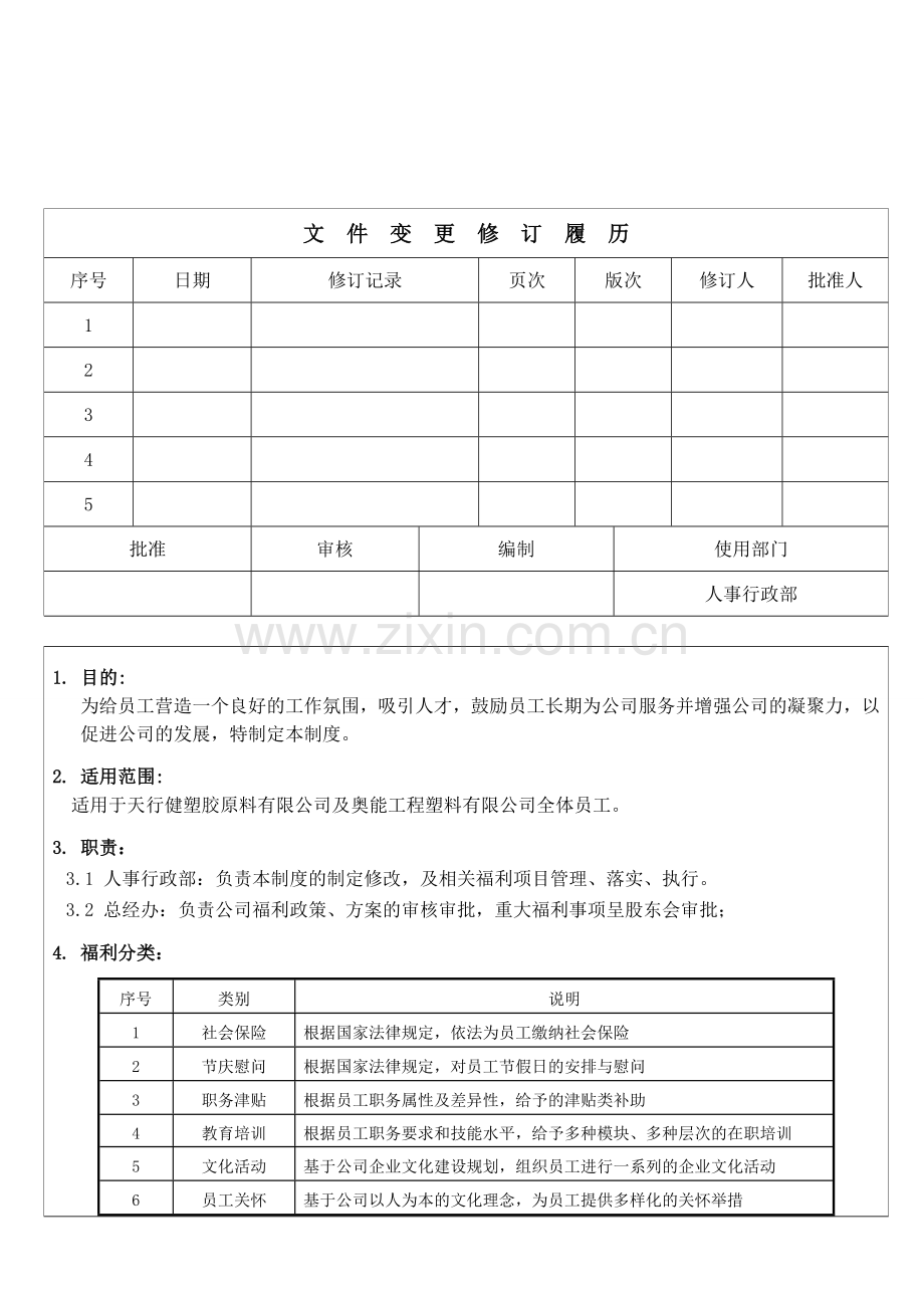 HNWIHR013员工福利管理制度A0.doc_第1页