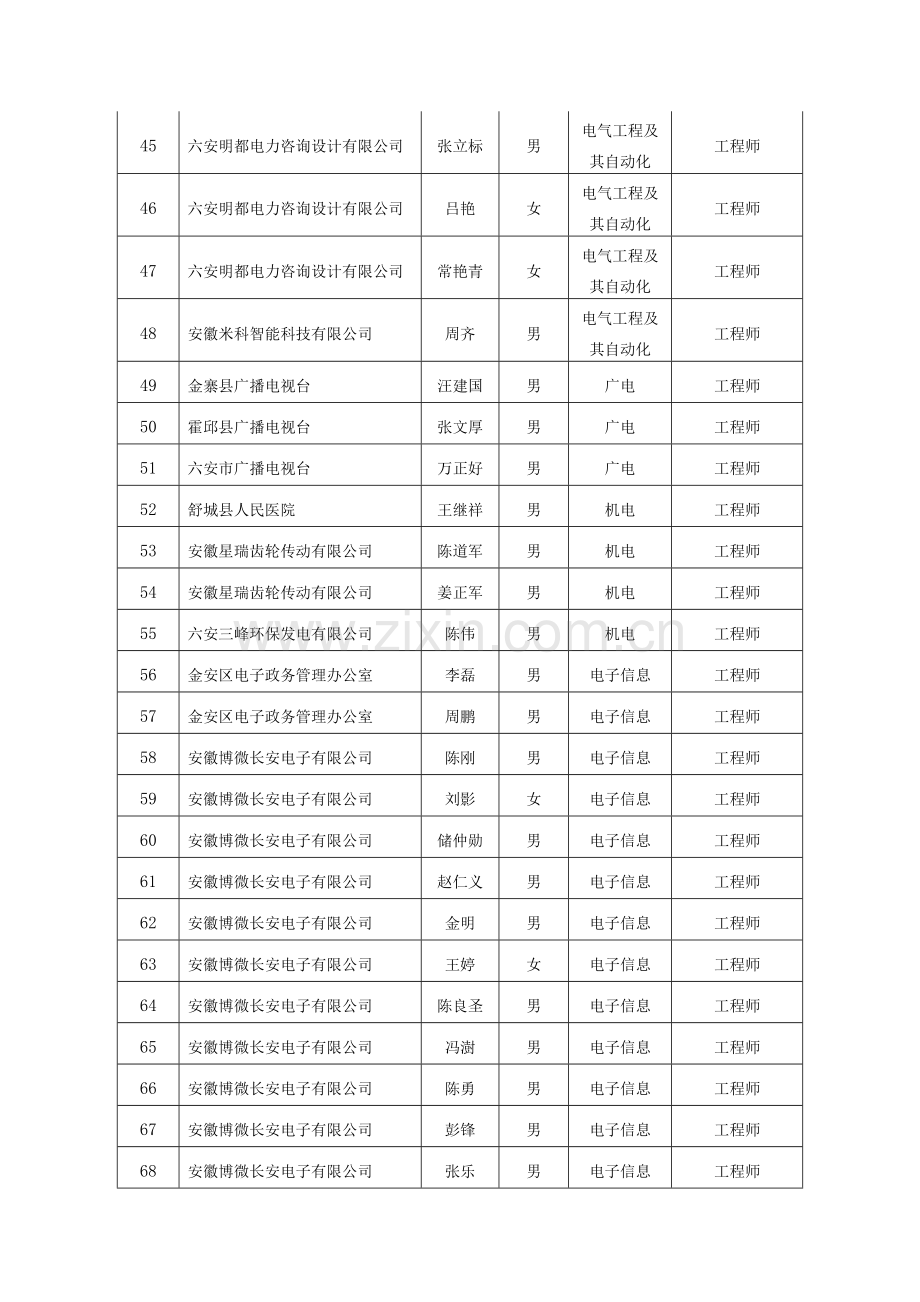 六安工程系列中初级专业技术资格评审通过人员名.doc_第3页