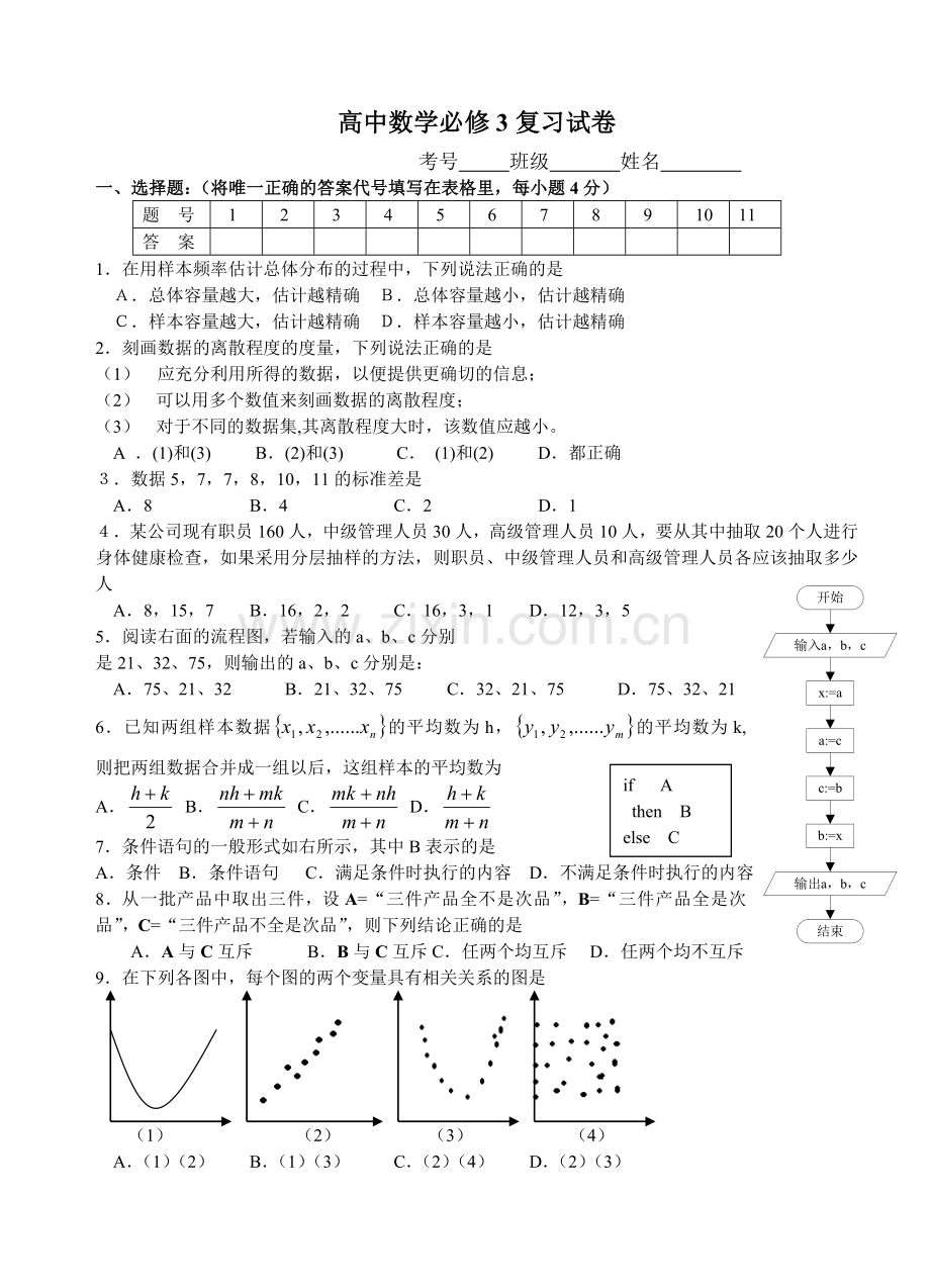 高中数学必修3复习试卷.doc_第1页