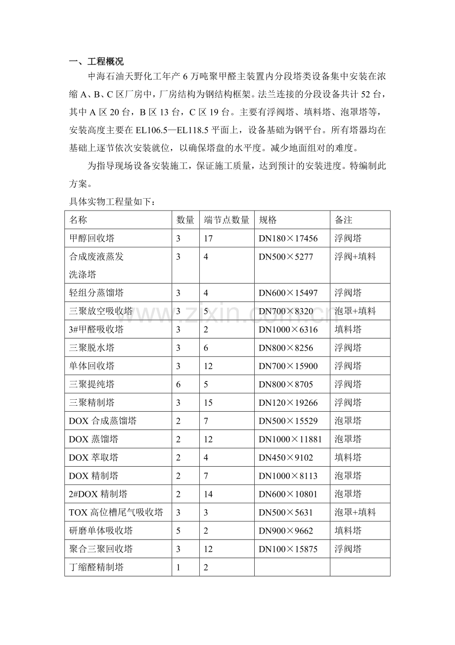 主装置分段设备安装方案概要.doc_第1页