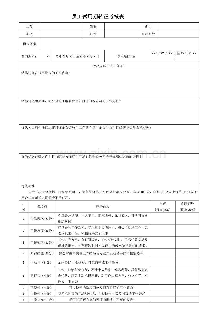 员工试用期转正考核审批表.doc_第1页