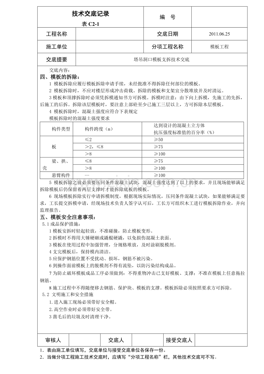 塔吊洞口模板支拆技术交底.doc_第2页