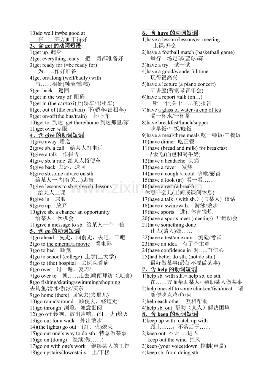 初中英语常用词组分类汇总九年级.doc_第2页