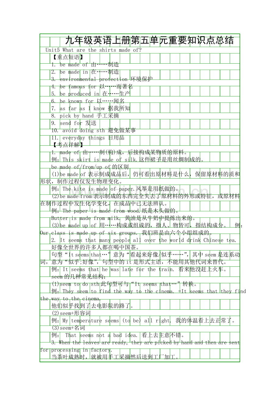 九年级英语上册第五单元重要知识点总结.docx_第1页