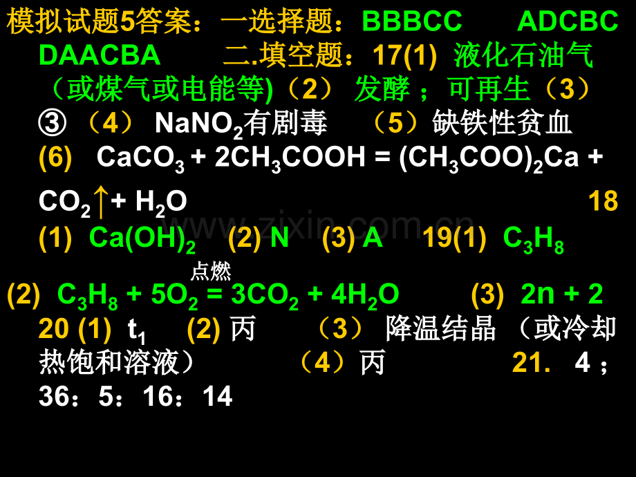 中考化学模拟试题5答案.pptx_第1页