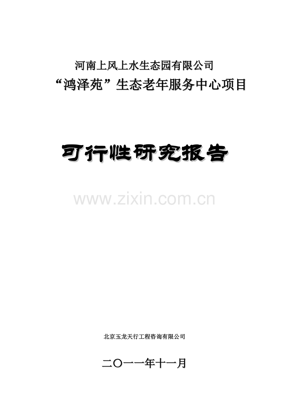 老年服务中心项目可行性研究报告书.doc_第1页