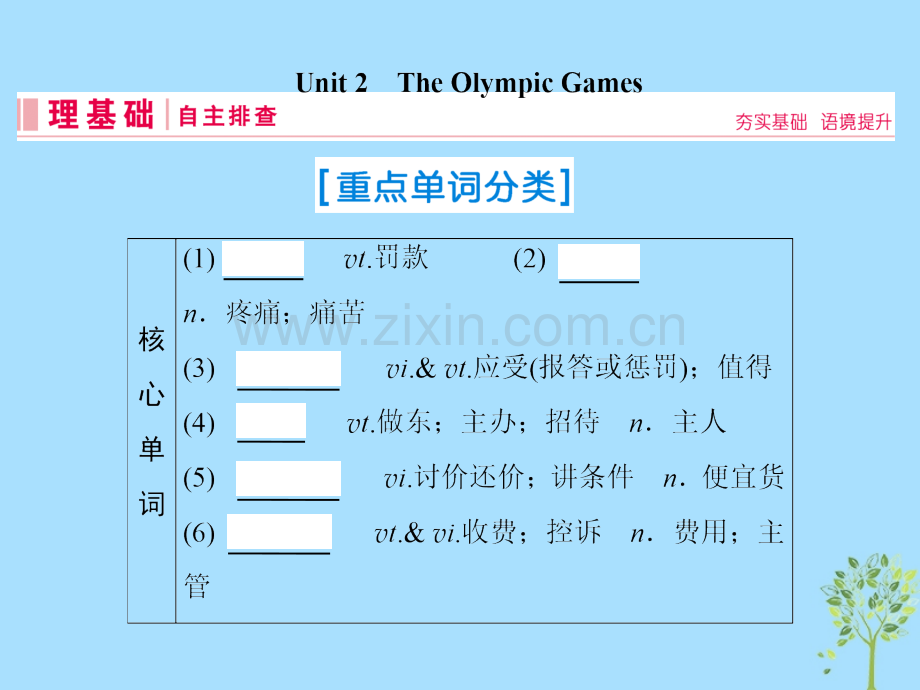 高三英语一轮复习基础必备Unit2TheOlympicGames新人教版.pptx_第2页