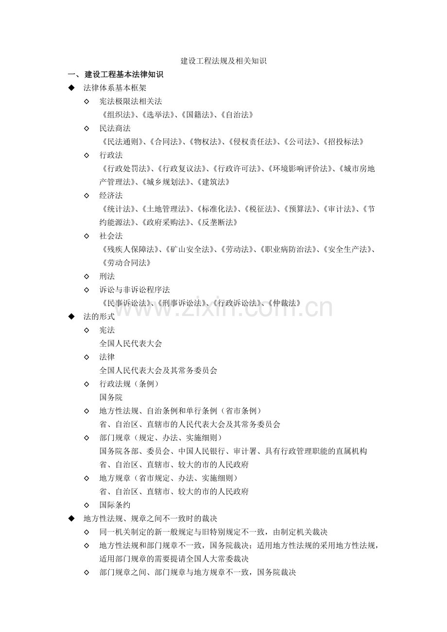 一级建造师执业资格考试学习笔记建设工程法规及相关知识.doc_第1页