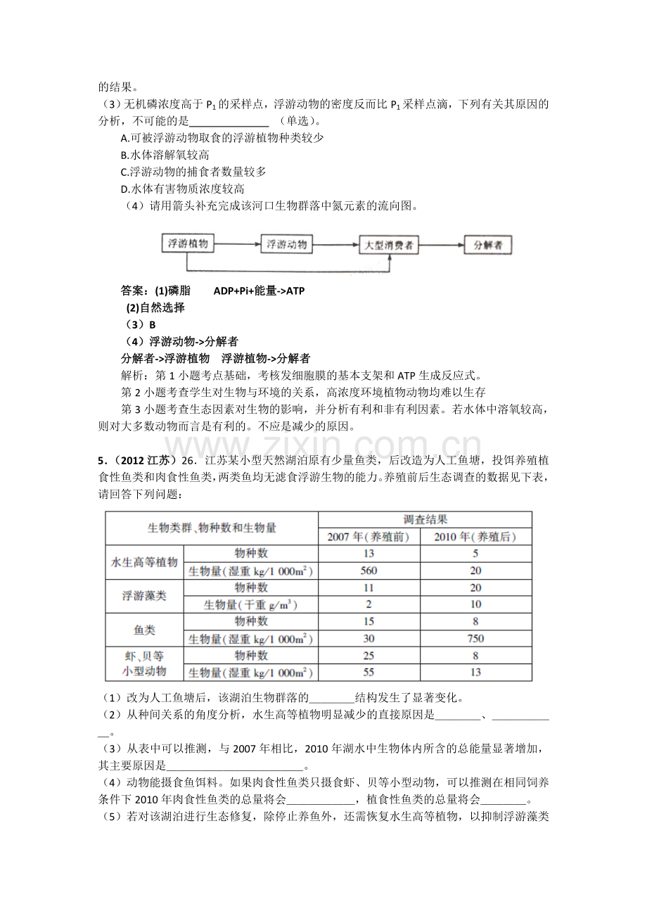 高考生物试题分类解析生态系统与环境保护1.doc_第3页