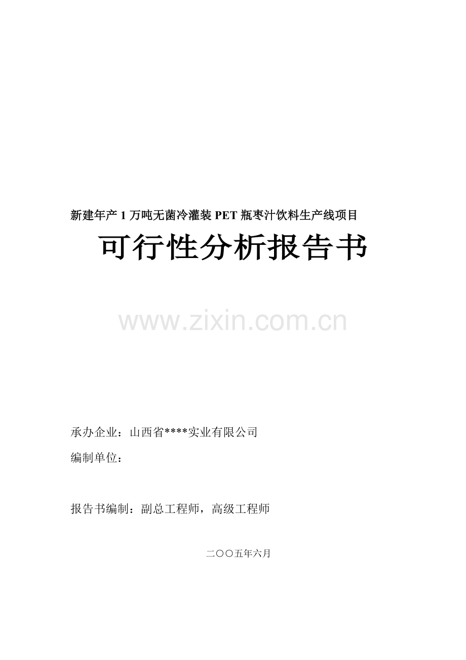 xx枣汁饮料生产线项目可行性研究报告.doc_第1页