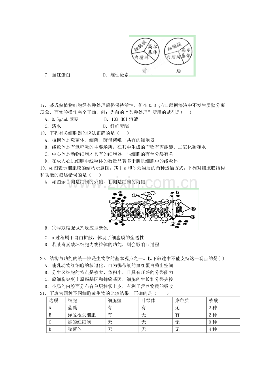 福建省晋江市季延中学2014高一上学期期末考试生物试题.doc_第3页