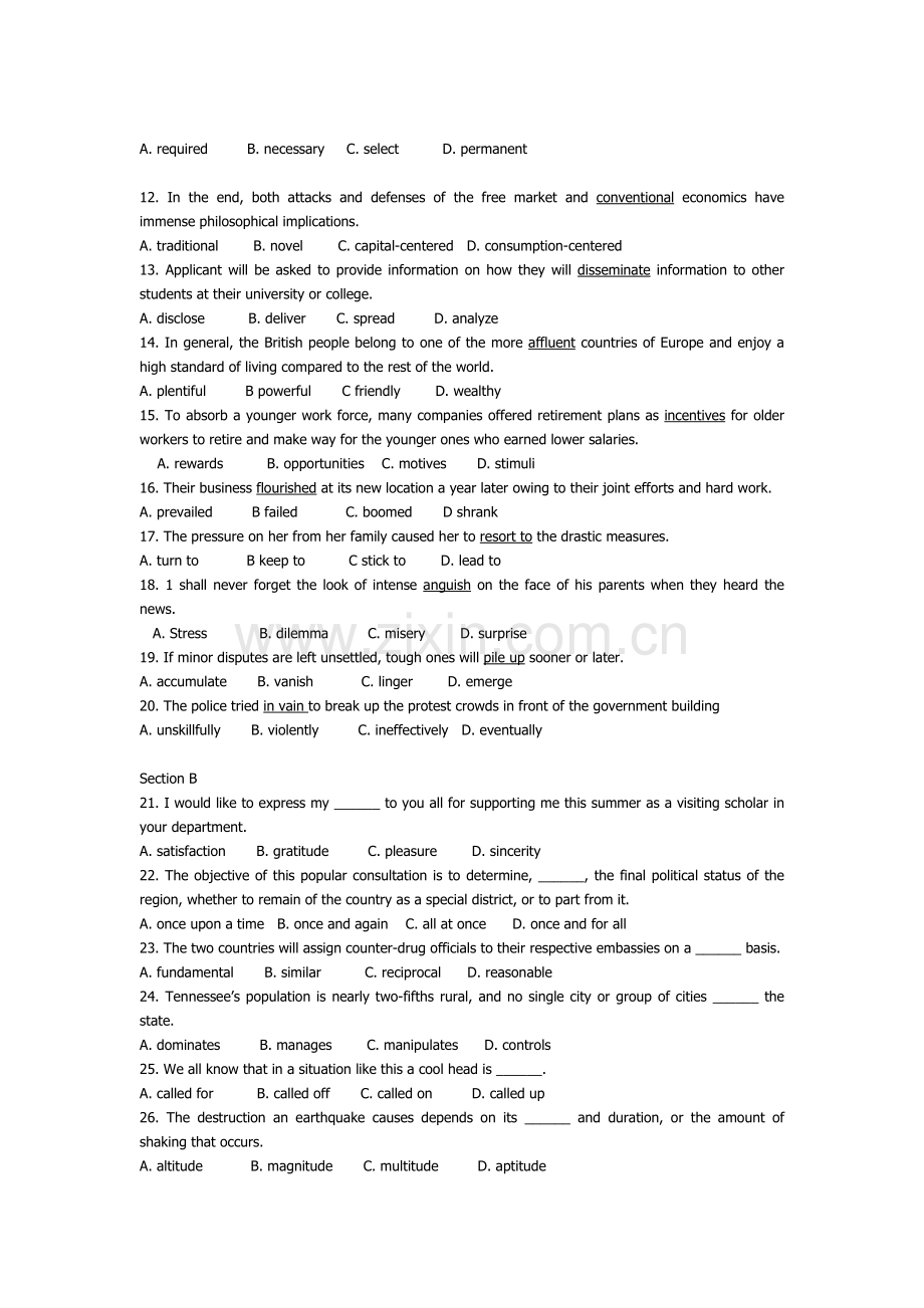 同等学力英语统考试题及答案.doc_第3页