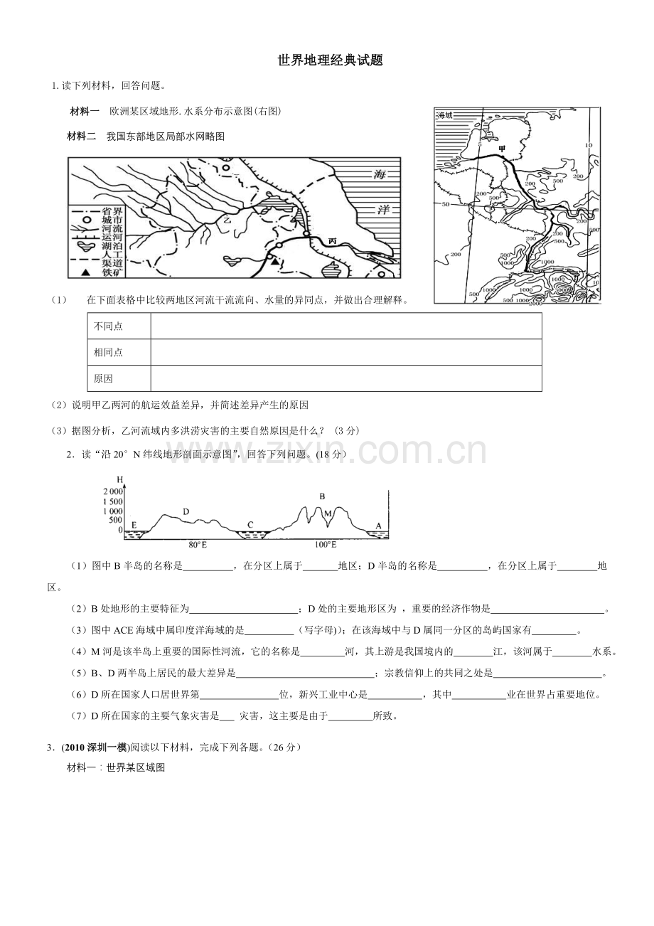 世界地理经典试题.doc_第1页