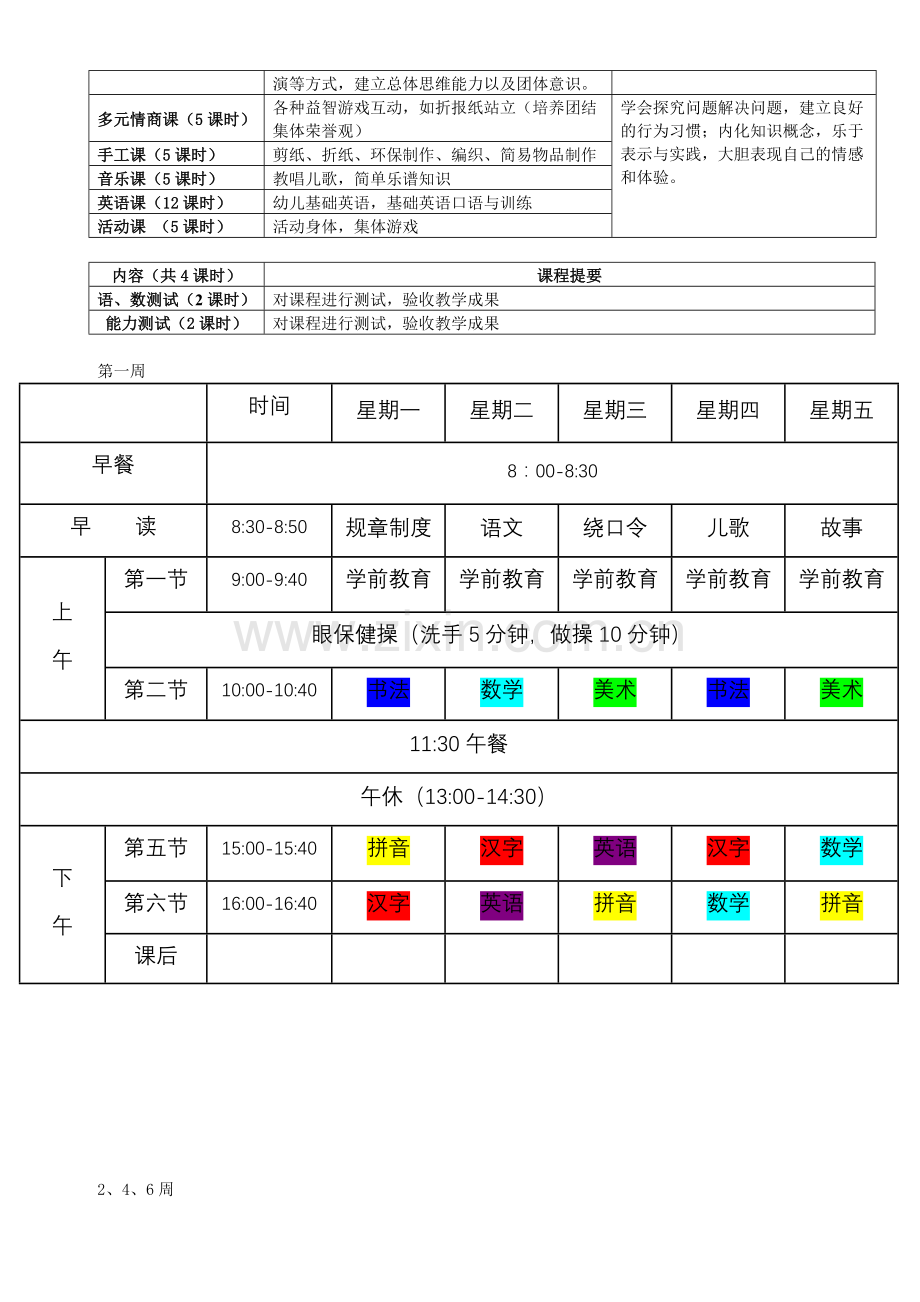 幼小衔接课程表及课程大纲.doc_第2页